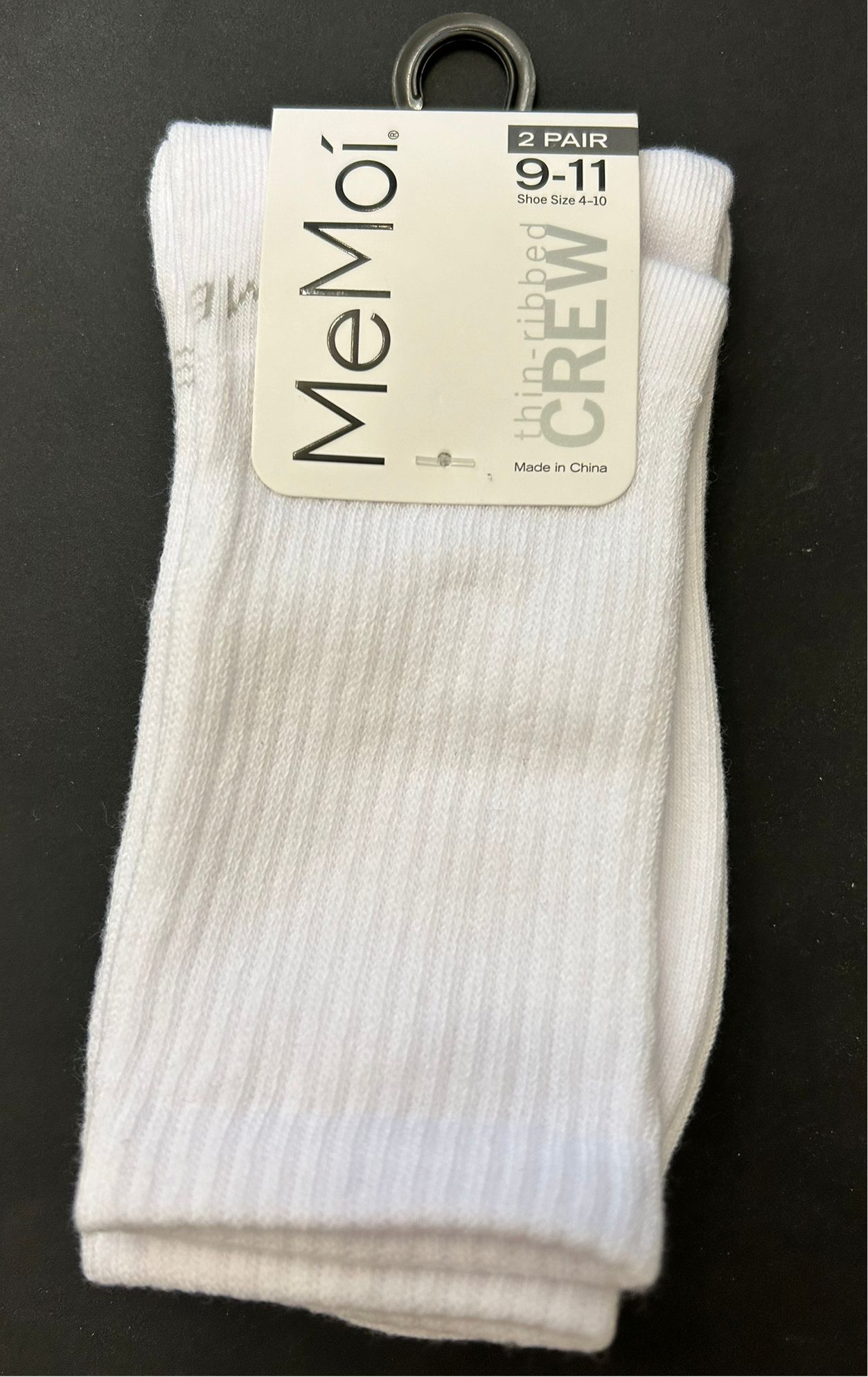 Women’s 2-Pack Thin Ribbed Crew Socks