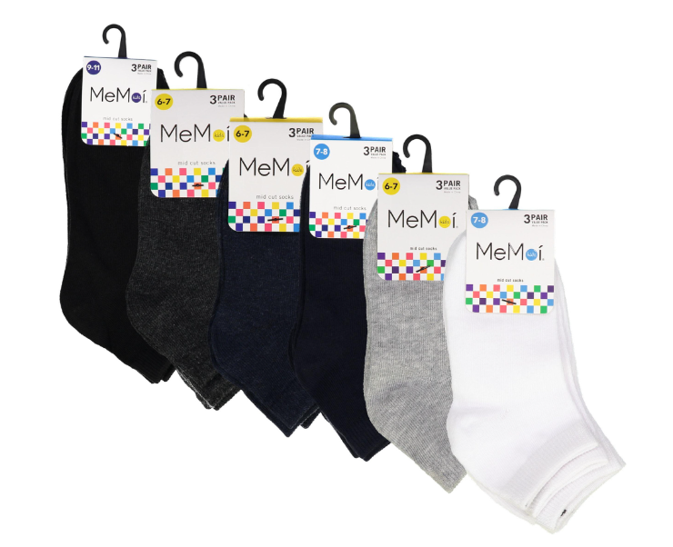 Mid Cut (ankle) Socks 3-Pack