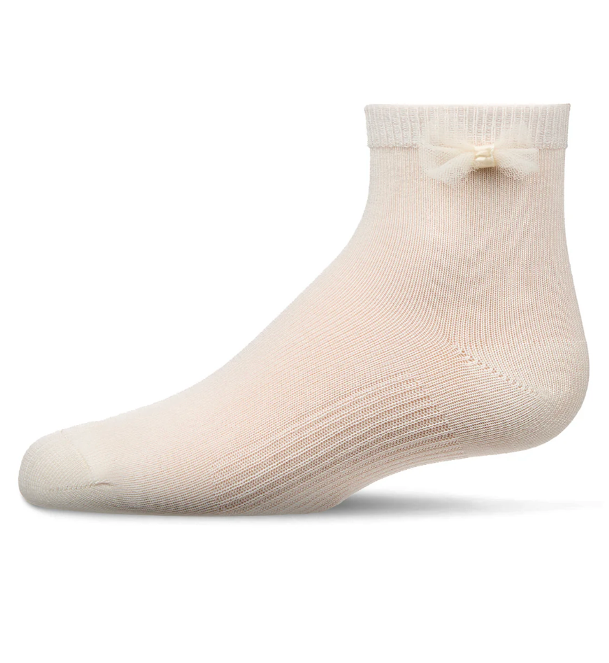 Girls Bow-Trimmed Mercerized Cotton Rich Anklet Sock