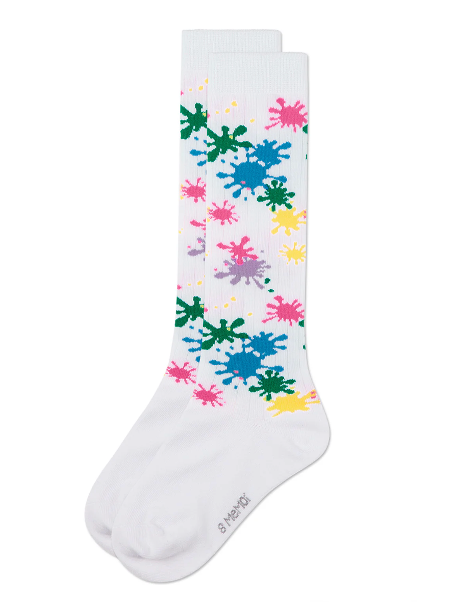 Girls Stretch Cotton Splatter Paint Knee Sock