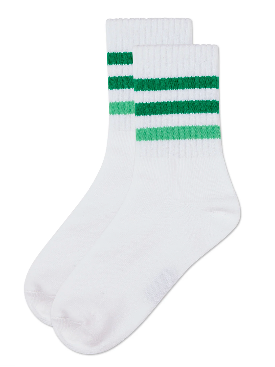 Girls' Two Tone Varsity Stripe Crew Sock