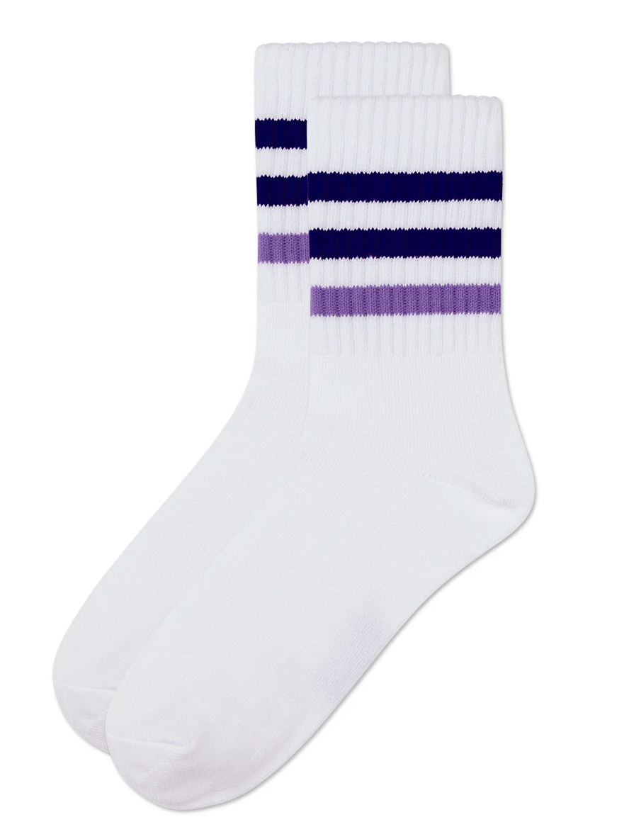 Girls' Two Tone Varsity Stripe Crew Sock