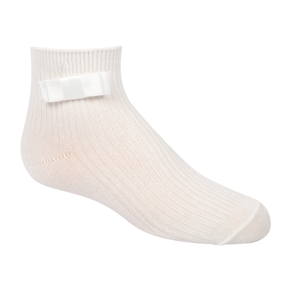 Flat Satin Bow Ankle Sock