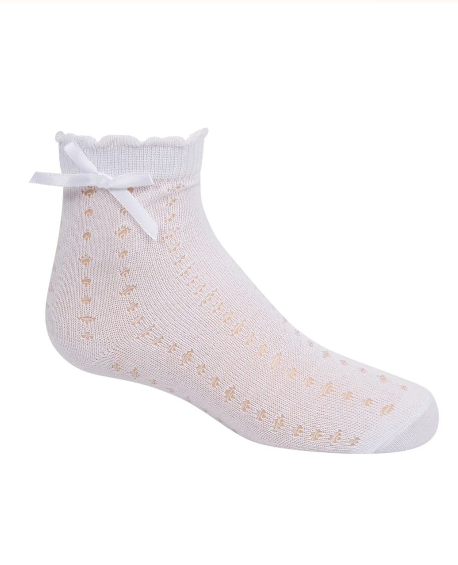 Texture Dot with Bow Ankle Sock