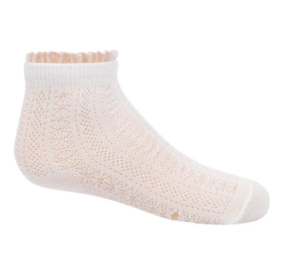 Texture with Sheer Ruffle Ankle Sock