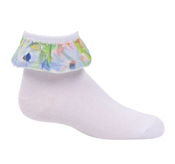 Printed Ruffle Ankle Sock