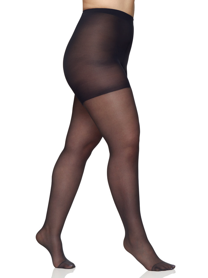 Queen Silky Sheer Extra Wear Control Top Pantyhose With Reinforced Toe