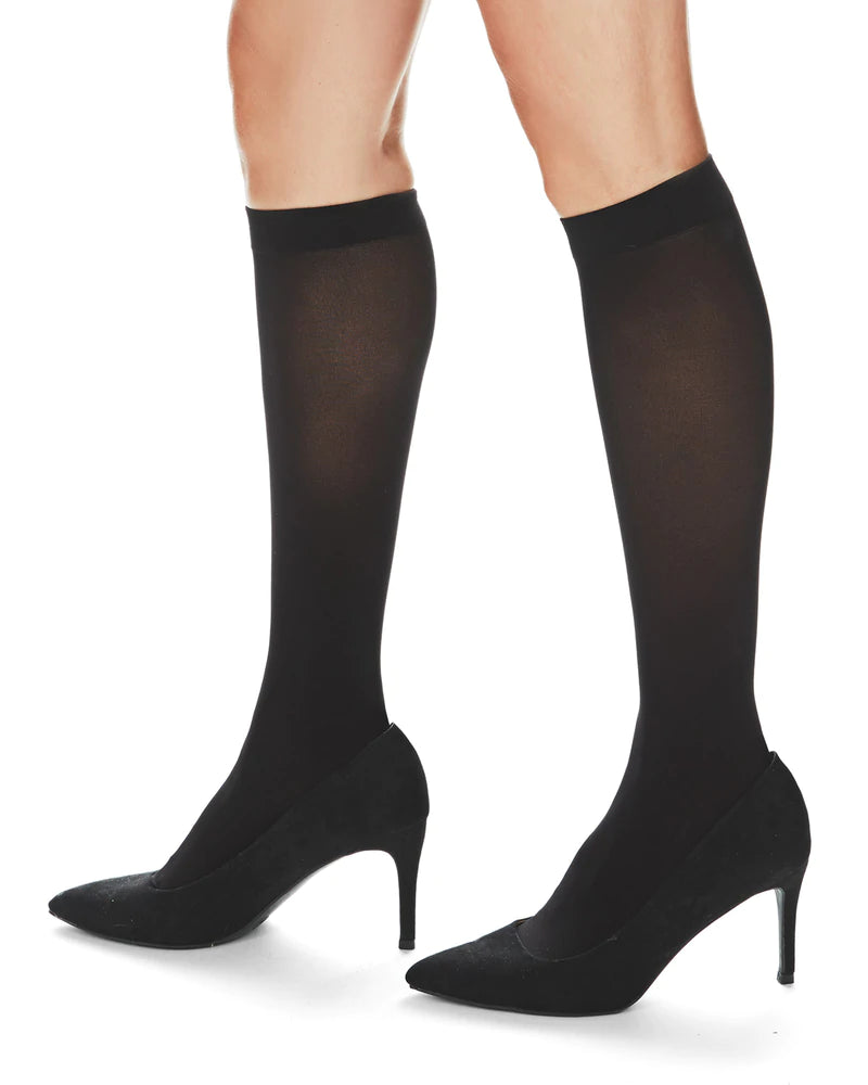 Womens Microfiber Opaque Knee High Stockings