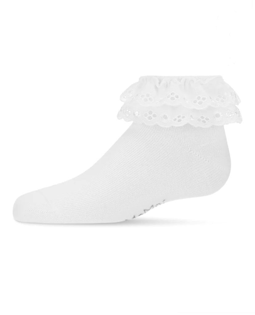 Girls Dual Layer  Eyelet Lace Anklet Socks